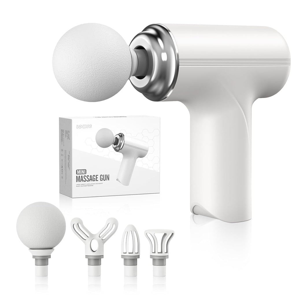 SBJ Massage Gun, Deep Tissue Body Massager for Pain Relief, 6-Speed Portable Percussion with 4 Heads for Muscle Pain Relief and Relaxation (White,Black,Pista Green and Sky Blue)