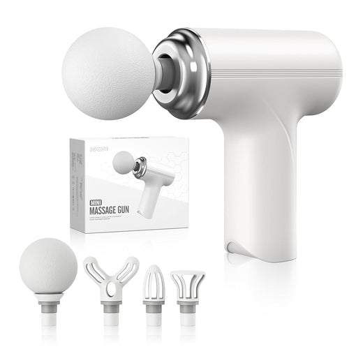 SBJ Massage Gun, Deep Tissue Body Massager for Pain Relief, 6-Speed Portable Percussion with 4 Heads for Muscle Pain Relief and Relaxation (White,Black,Pista Green and Sky Blue)