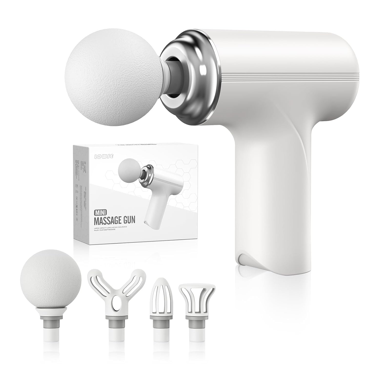 SBJ Massage Gun, Deep Tissue Body Massager for Pain Relief, 6-Speed Portable Percussion with 4 Heads for Muscle Pain Relief and Relaxation (White,Black,Pista Green and Sky Blue)