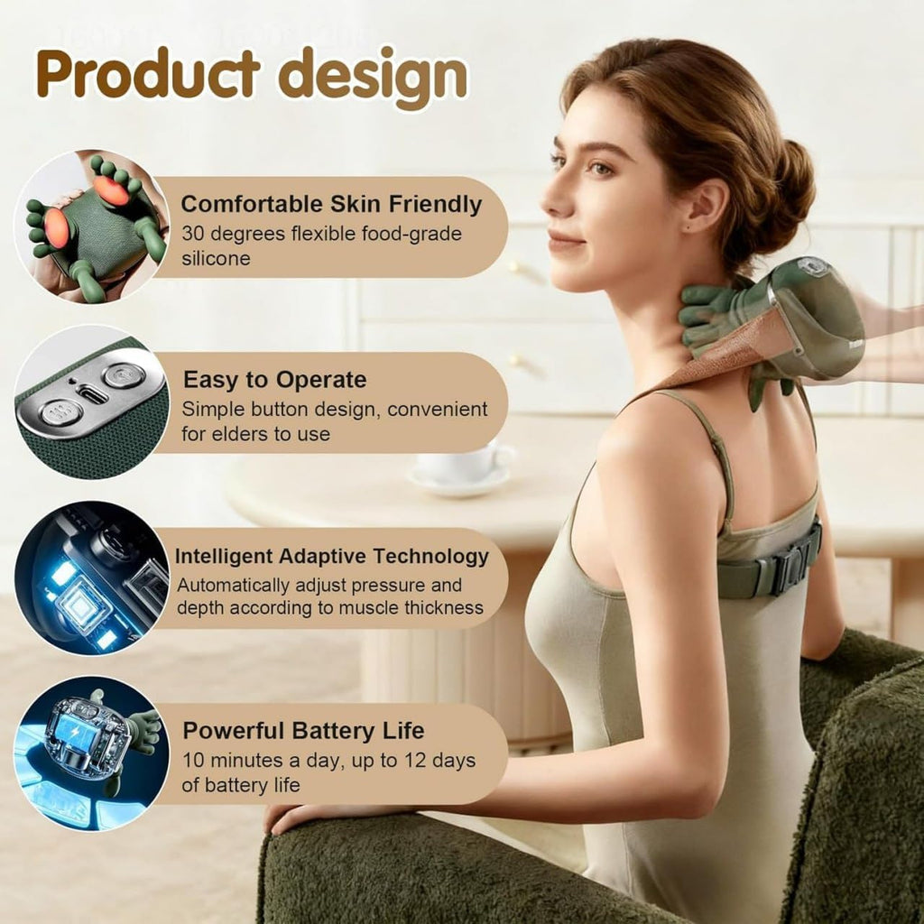 Neck Massager for Cervical Pain Neck and Shoulder Massager Machine Wireless Heated Neck Massager & Shoulder Massager Portable Electric Body Massager for Back-JE