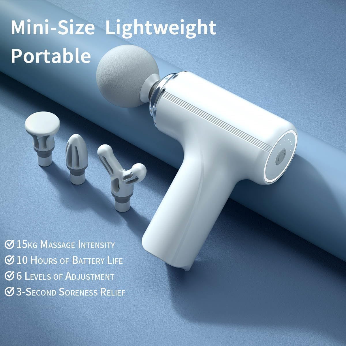 SBJ Massage Gun, Deep Tissue Body Massager for Pain Relief, 6-Speed Portable Percussion with 4 Heads for Muscle Pain Relief and Relaxation (White,Black,Pista Green and Sky Blue)